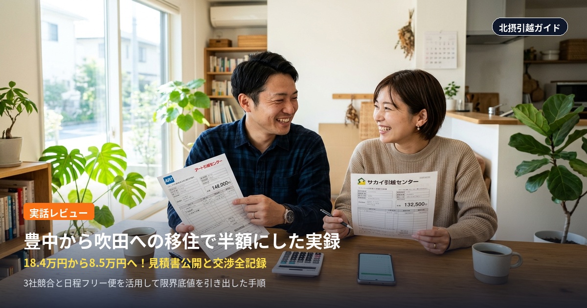 【見積もり公開】豊中市から吹田市への移住で引越し費用を半額にした実話レビュー