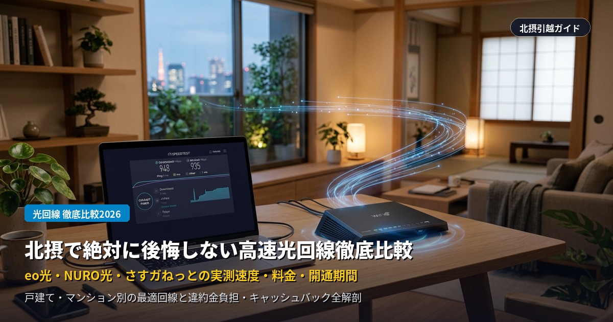 【実測速度と料金で決める】北摂で絶対に後悔しない高速光回線徹底比較2026！eo光・NURO光・さすガねっとの開通期間・違約金負担全解剖
